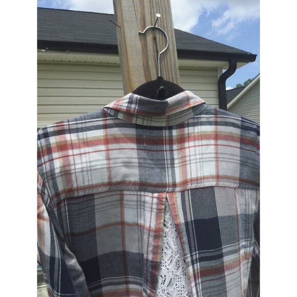 Knox rose shirt XL extra large flannel plaid lace insert women festival fairy - Picture 7 of 9